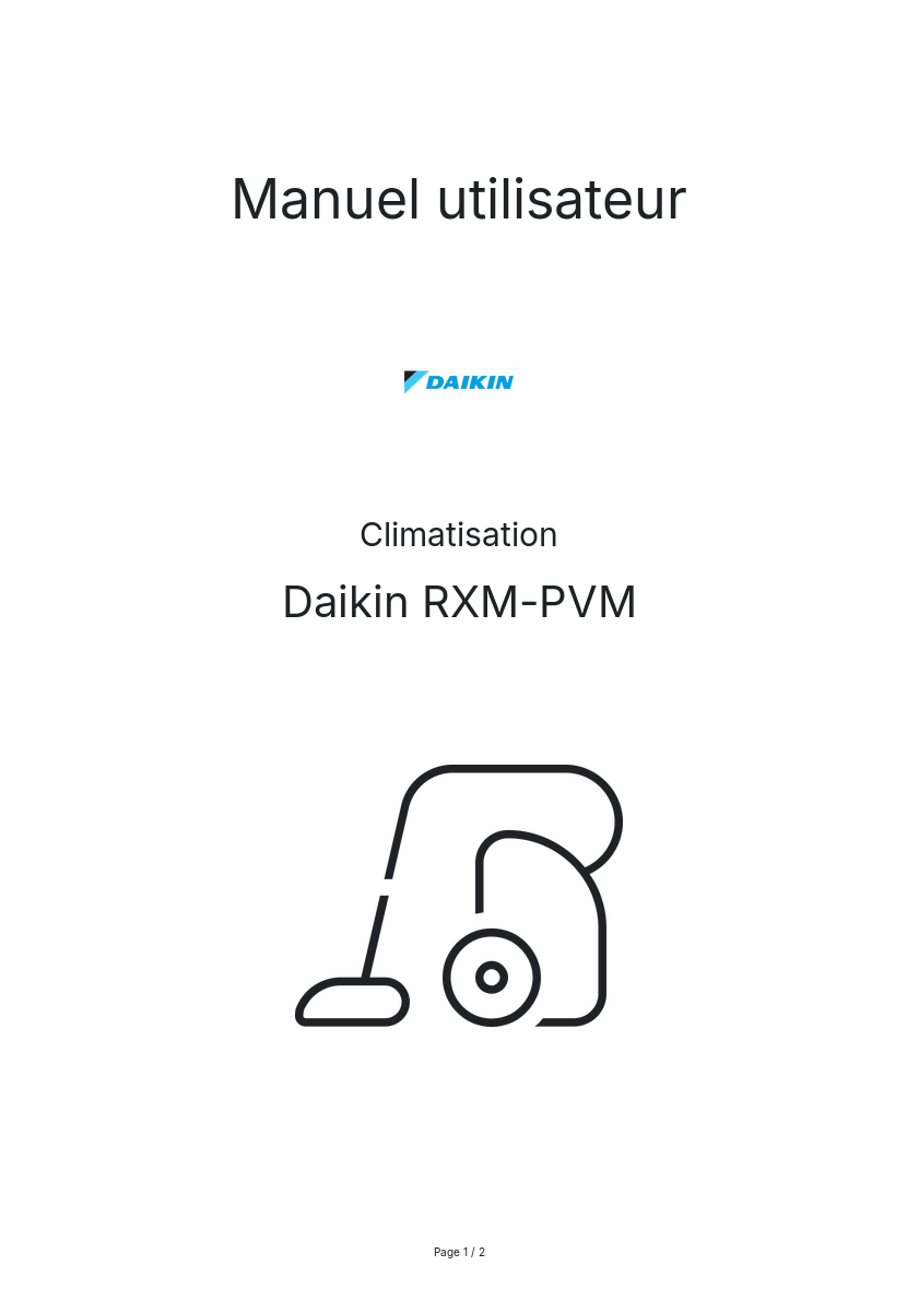 Page n°1 - Manuel utilisateur Daikin RXM-PVM