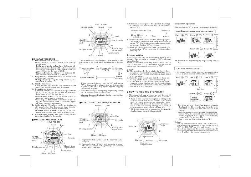 Page n°1 - Manuel utilisateur Lorus W620