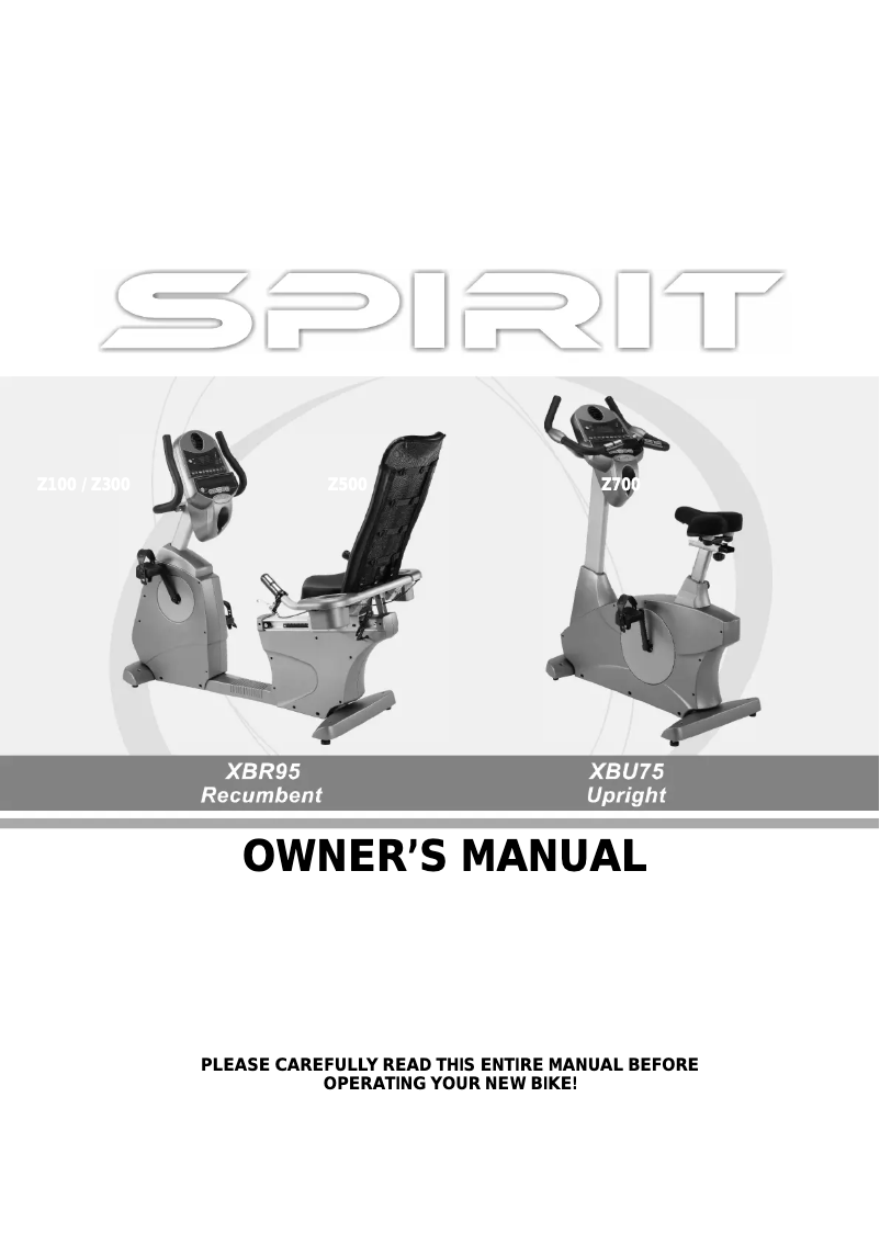 Page 1 de la notice Manuel utilisateur Spirit XBU75 Upright