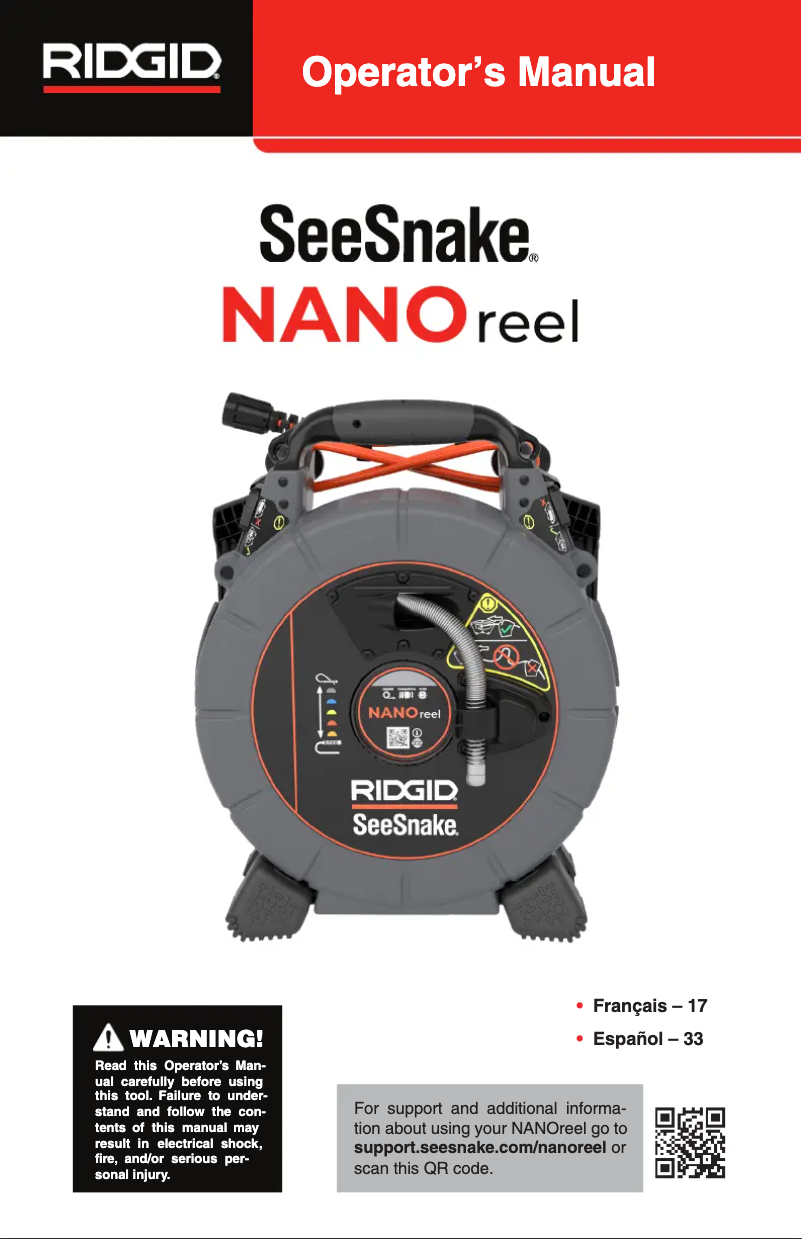 Page 1 de la notice Manuel utilisateur Ridgid SeeSnake nanoReel