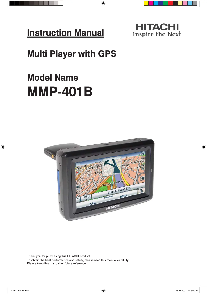 Image de la première page du manuel de l'appareil MMP401B