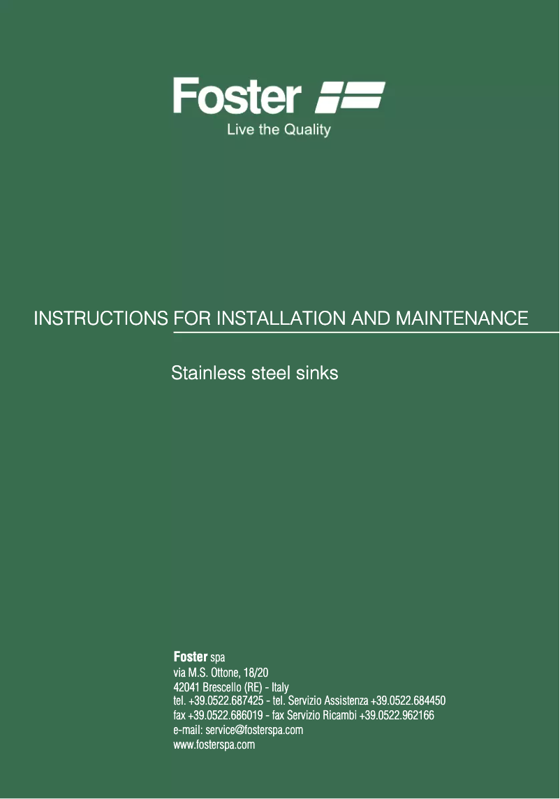 Page n°1 - Manuel utilisateur Foster F300 116.2V.STD