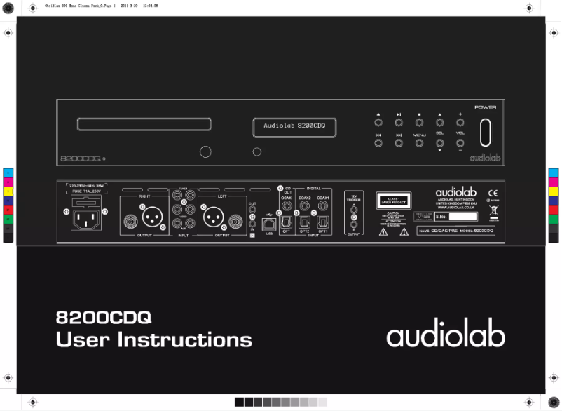 Page 1 de la notice Manuel utilisateur Audiolab 8200CDQ