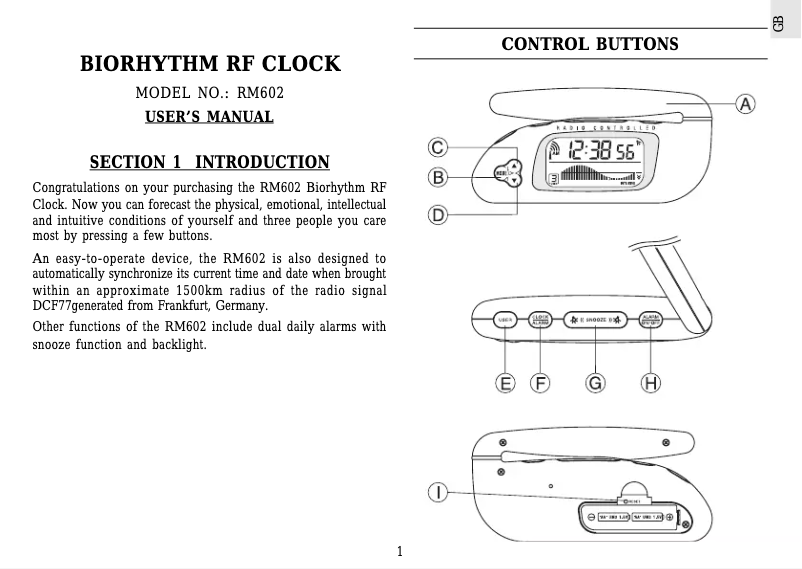 Page 1 de la notice Manuel utilisateur Oregon Scientific RM602