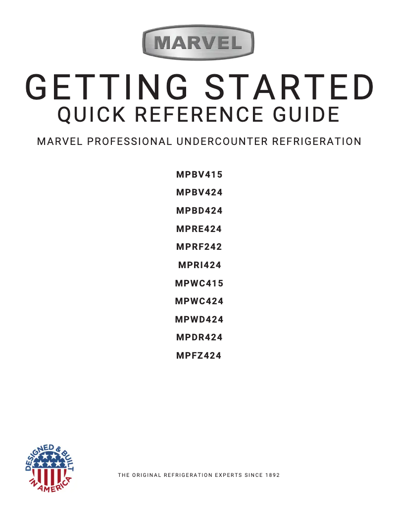 Page 1 de la notice Guide d'installation Marvel MPBV424IS31A