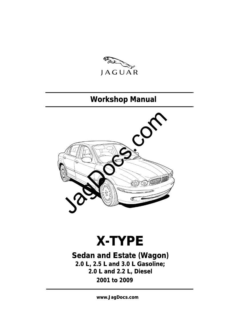 Image de la première page du manuel de l'appareil X-Type (2005)