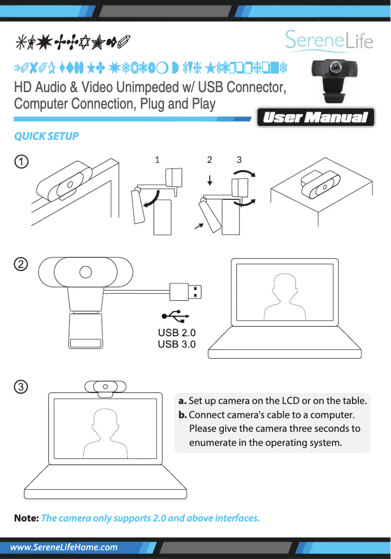 Page 1 de la notice Manuel utilisateur SereneLife SLWBCAM20.5