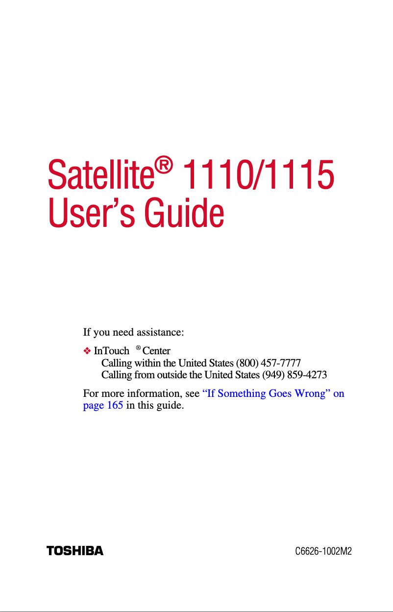 Image de la première page du manuel de l'appareil Satellite 1110