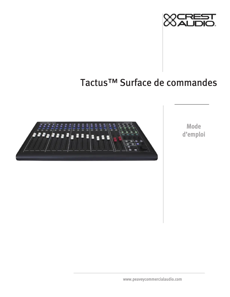 Image de la première page du manuel de l'appareil Tactus Control Surface