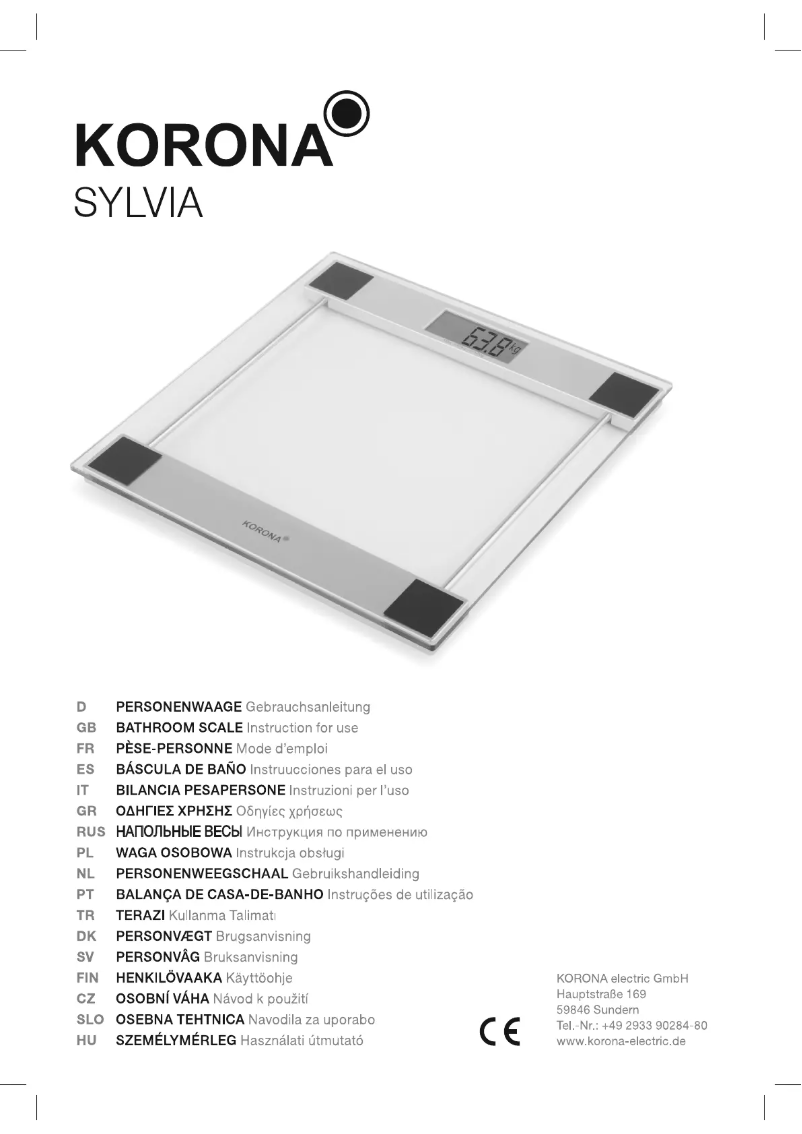 Page 1 de la notice Manuel utilisateur Korona Sylvia