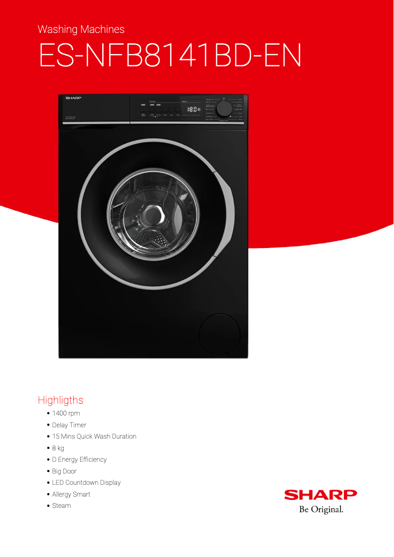 Page 1 de la notice Fiche technique Sharp ES-NFB8141BD-EN