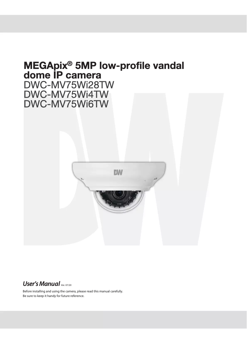 Page n°1 - Manuel utilisateur Digital Watchdog MegaPix IVA DWC-MV75WI28TW