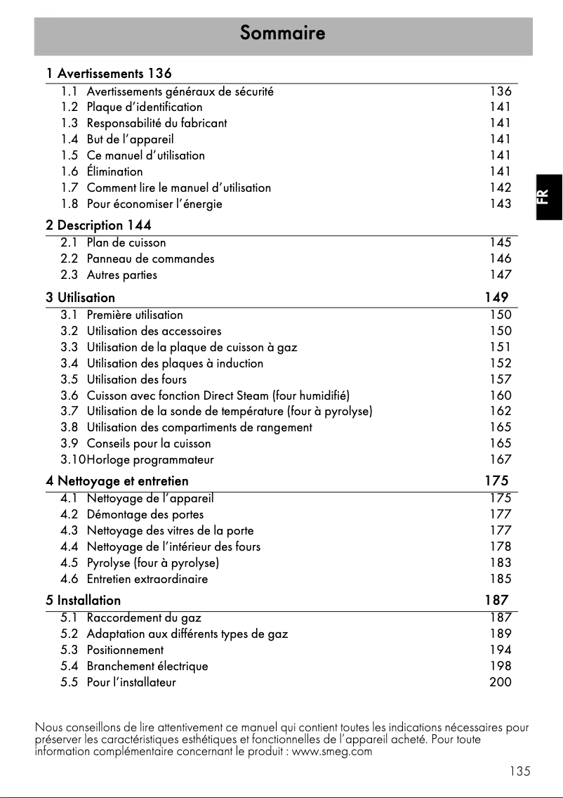 Page n°1 - Manuel utilisateur Smeg CPF120IGMPX