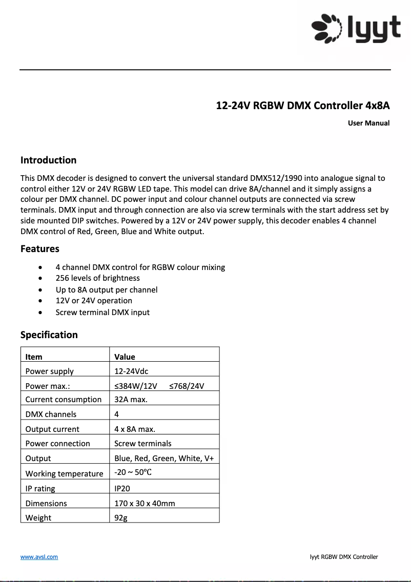 Page 1 de la notice Manuel utilisateur LYYT AL1-W2915