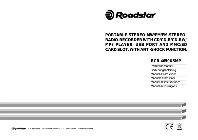 Page n°1 - Manuel utilisateur Roadstar RCR-4650USMPR