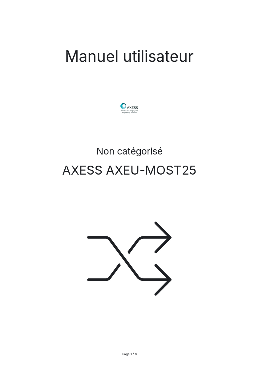 Page n°1 - Manuel utilisateur AXESS AXEU-MOST25