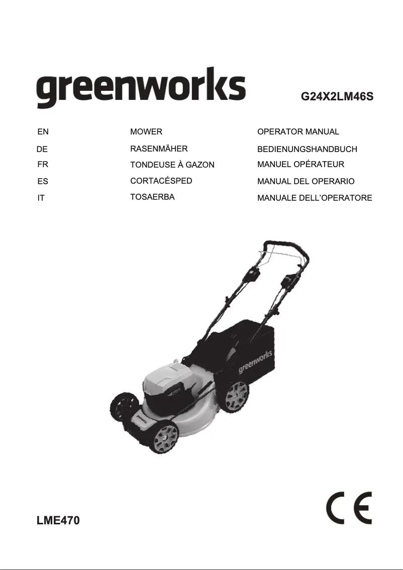 Página 1 del manual Manual de usuario Greenworks GD24X2LM46SP
