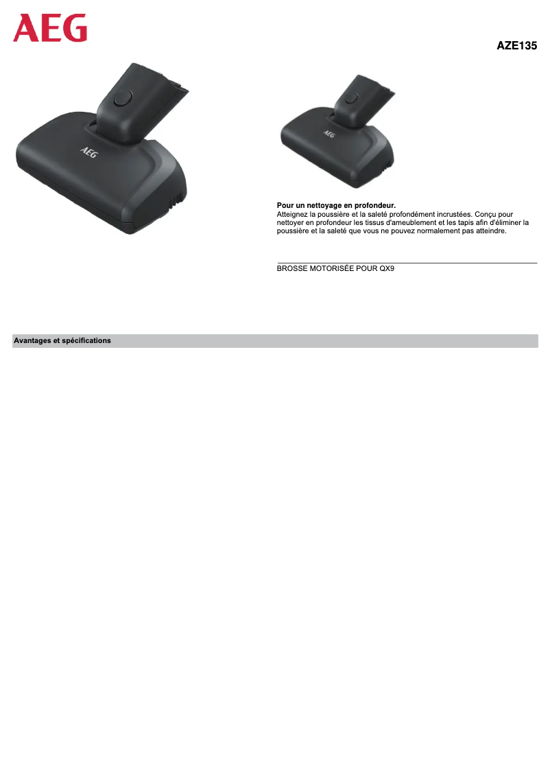 Page n°1 - Manuel utilisateur AEG AZE135