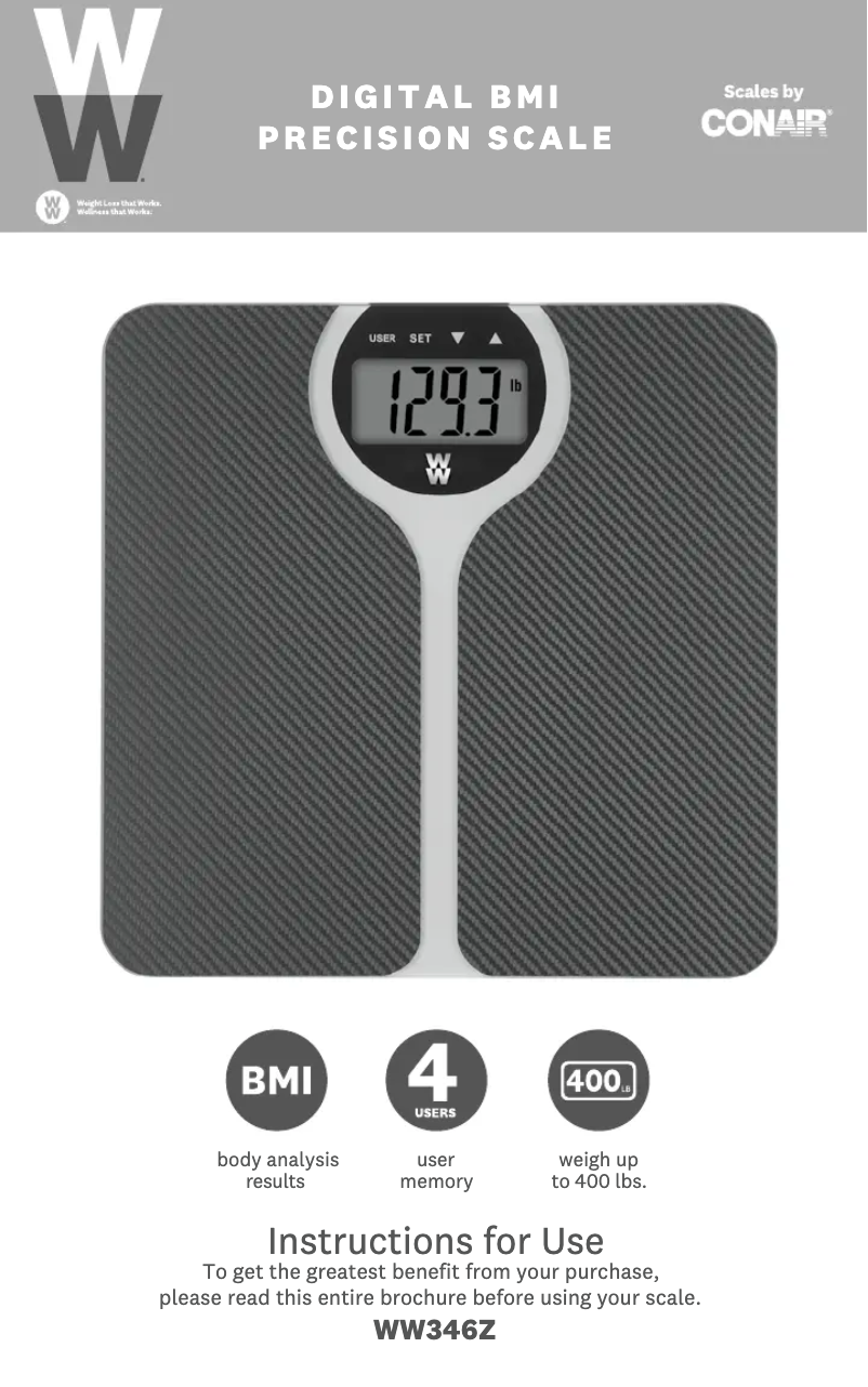 Page 1 de la notice Manuel utilisateur Conair WW346Z