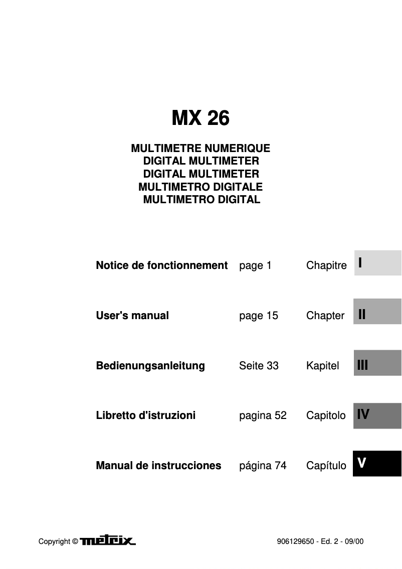 Image de la première page du manuel de l'appareil MX 26