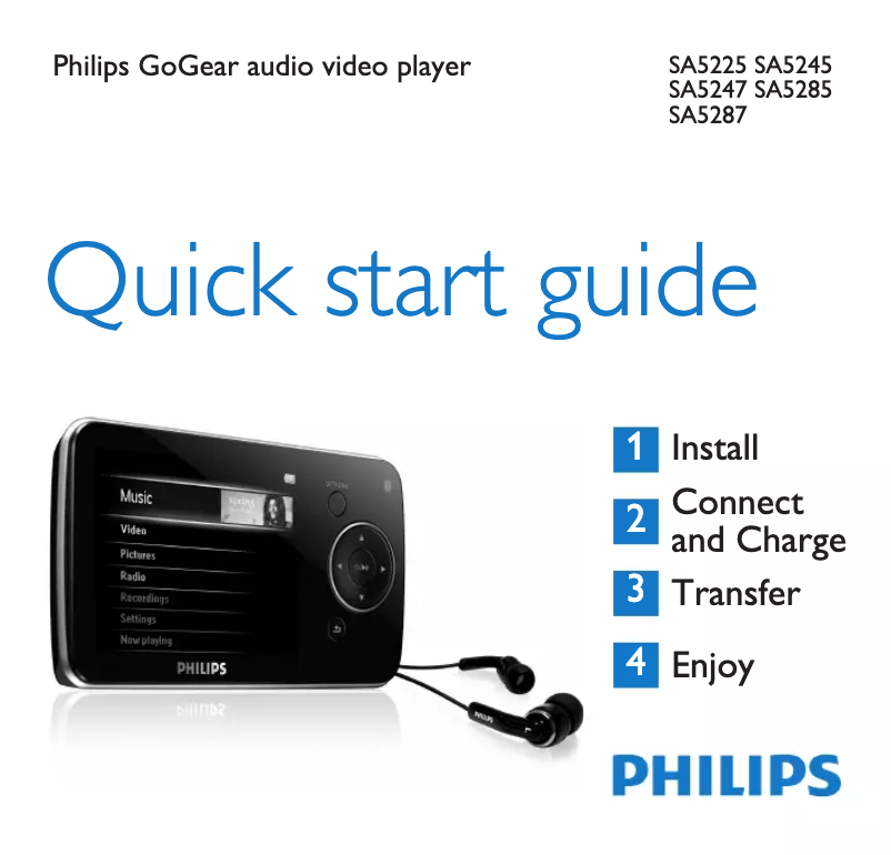 Page n°1 - Guide de démarrage rapide Philips GoGear SA5245