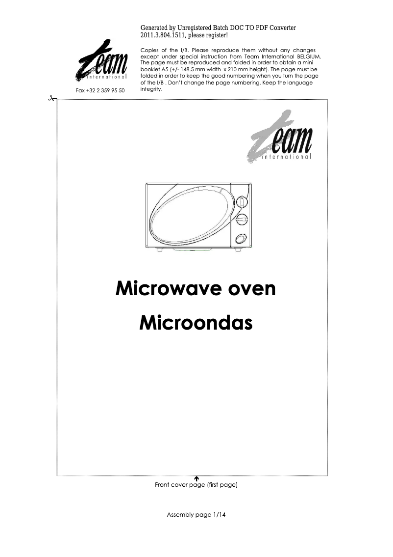 Página 1 del manual Manual de usuario Team MW 58