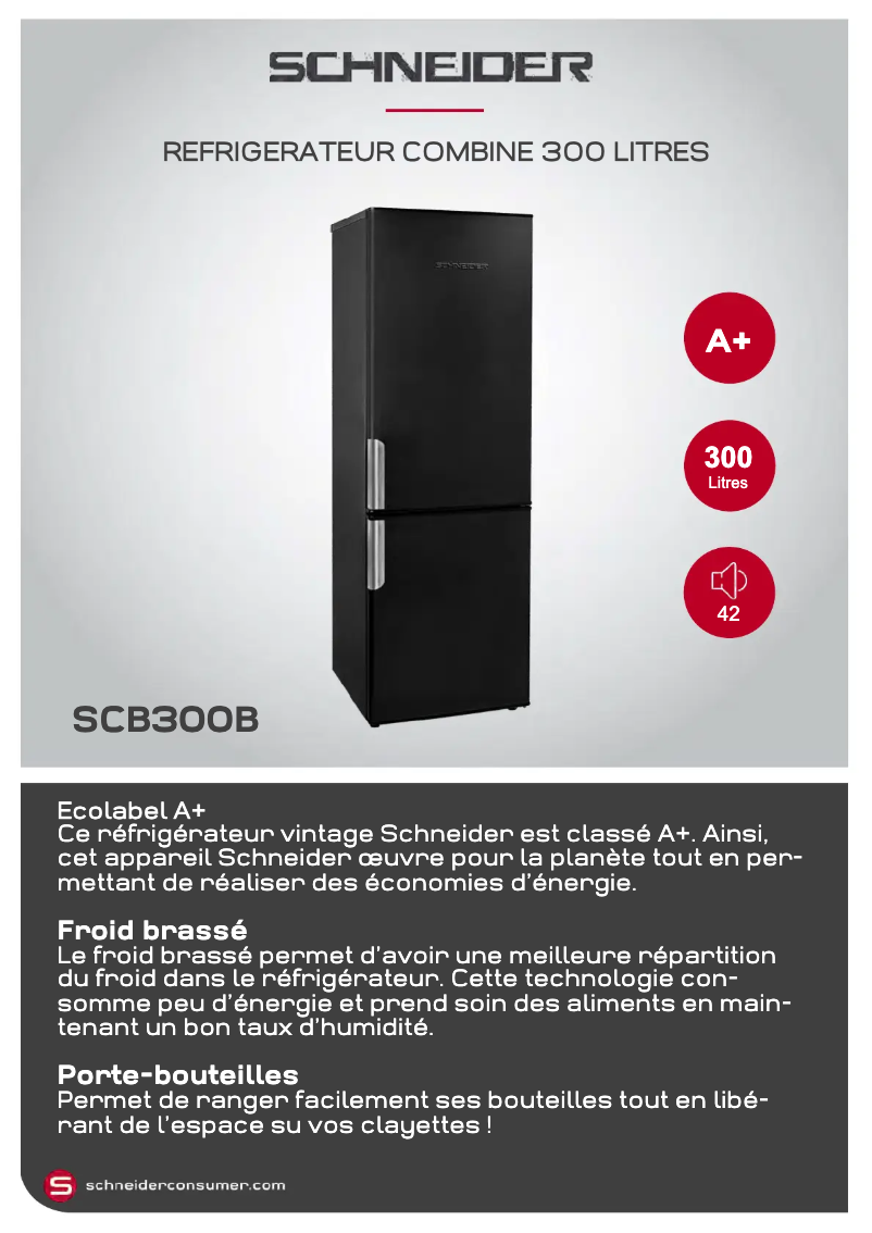 Page 1 de la notice Fiche technique Schneider SCB300B