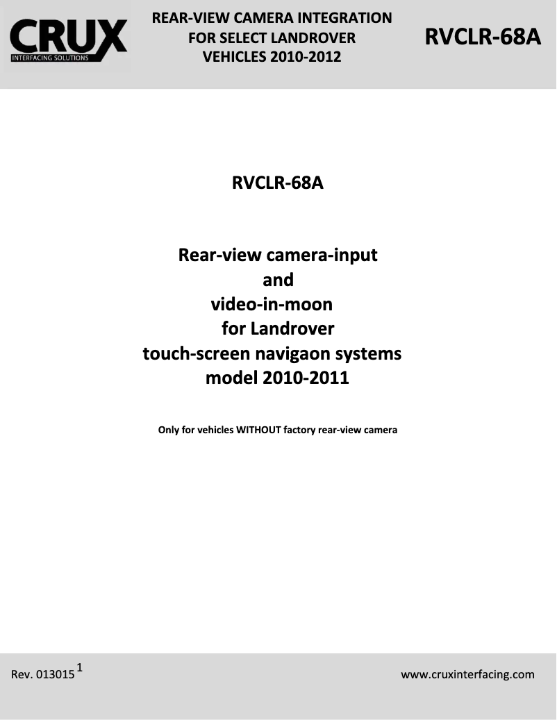 Image de la première page du manuel de l'appareil RVCLR-68A