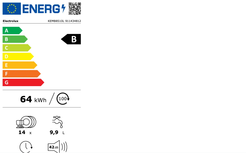 Page 1 de la notice Label énergétique Electrolux KEMB8510L