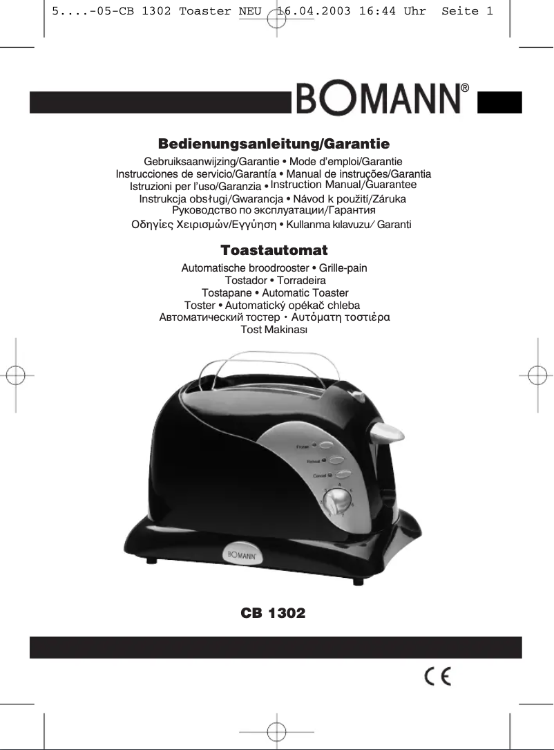 Page n°1 - Manuel utilisateur Bomann CB1302