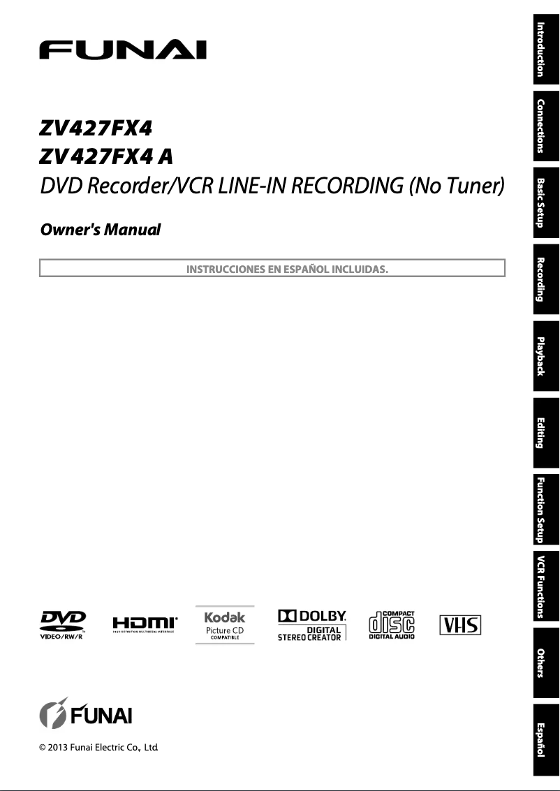 Page 1 of the manual User Manual Funai ZV427FX4 A