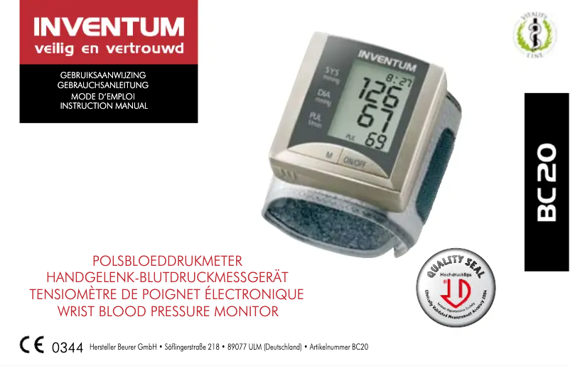 Page 1 de la notice Manuel utilisateur Inventum BC20