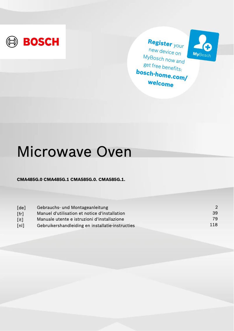 Page 1 de la notice Guide d'installation Bosch CMA585GB0