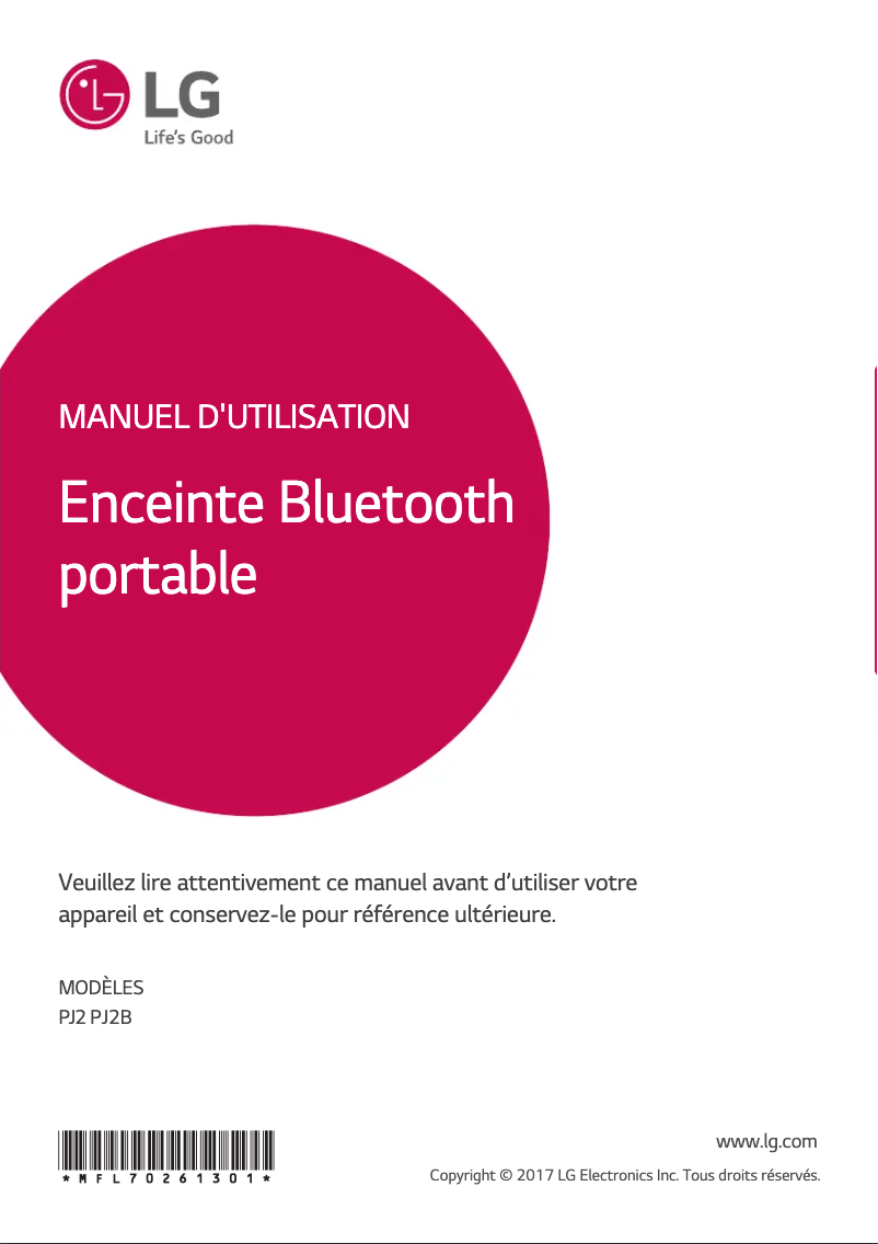 Image de la première page du manuel de l'appareil PJ2