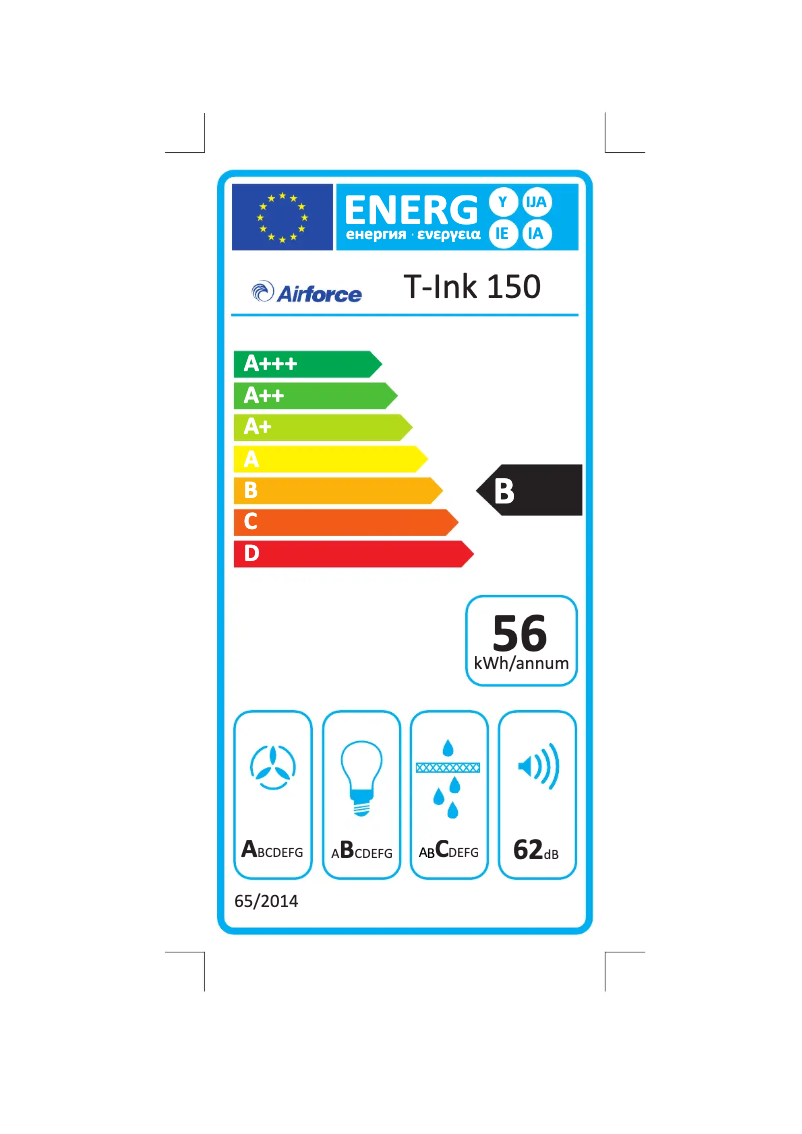 Página 1 del manual Etiqueta energética Airforce T-Ink 150