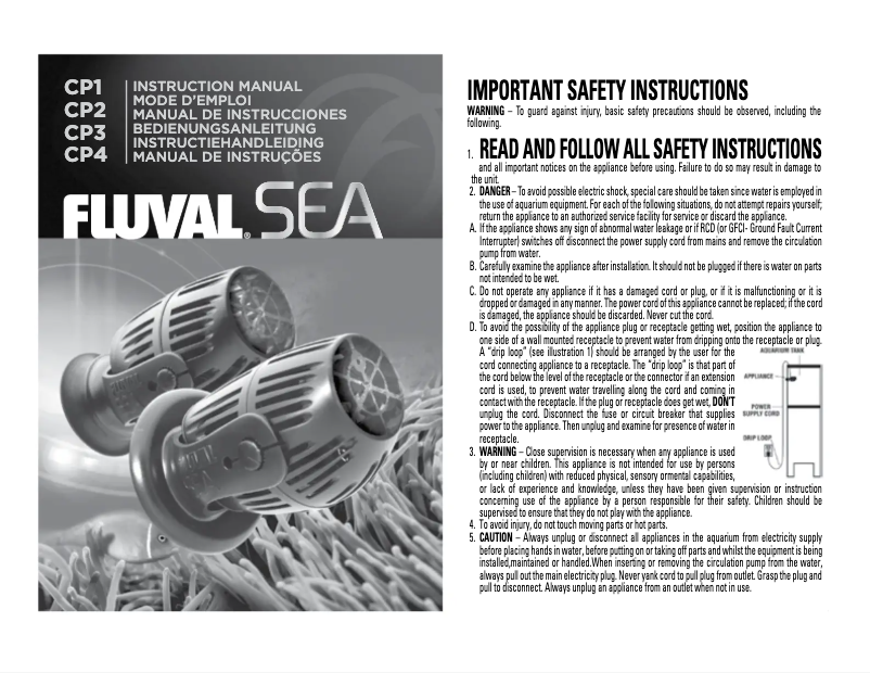 Page 1 de la notice Manuel utilisateur Fluval CP4