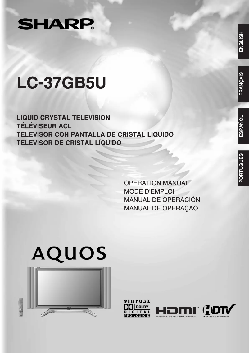 Image de la première page du manuel de l'appareil Aquos LC-37GB5U