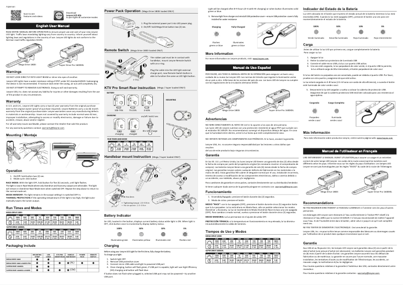 Página 1 del manual Manual de usuario Lezyne Mega Drive 1800i
