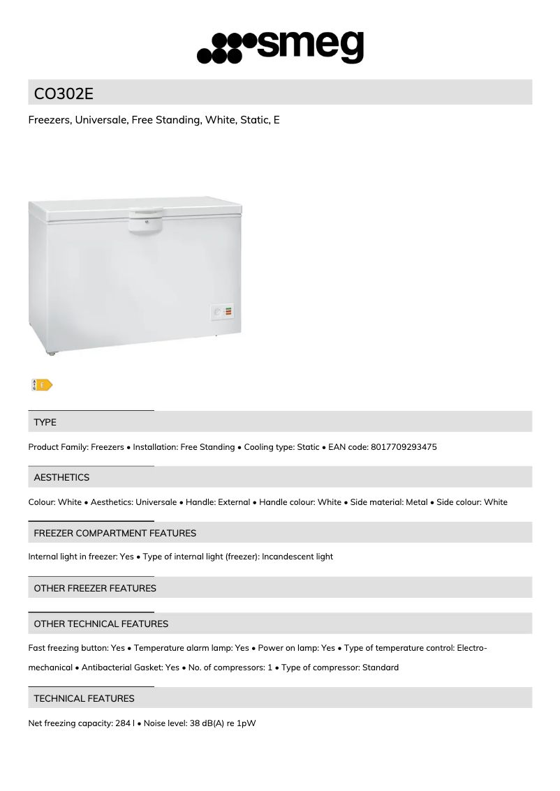 Page 1 de la notice Brochure Smeg CO302E