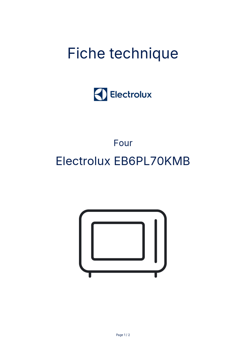 Page n°1 - Fiche technique Electrolux EB6PL70KMB