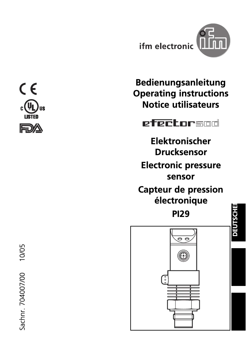 Page n°1 - Manuel utilisateur IFM PI2954