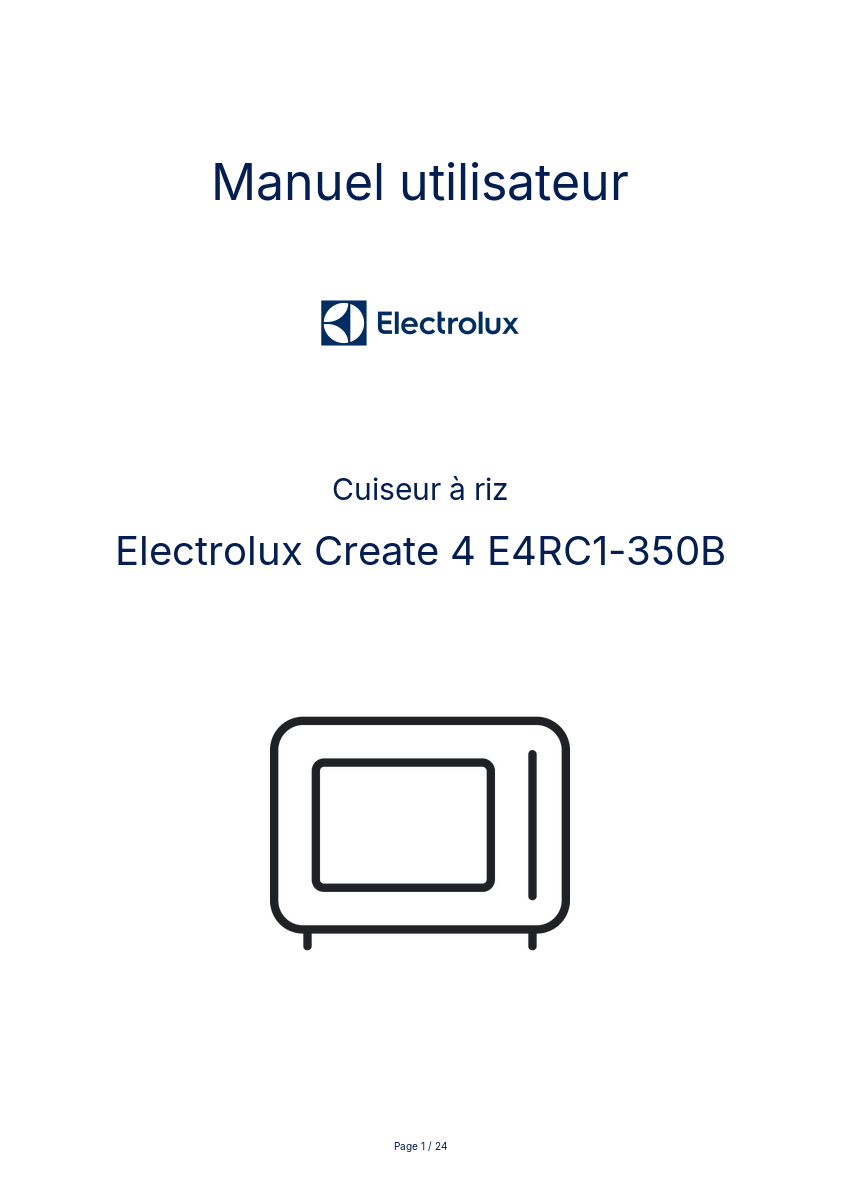 Page n°1 - Manuel utilisateur Electrolux Create 4 E4RC1-350B