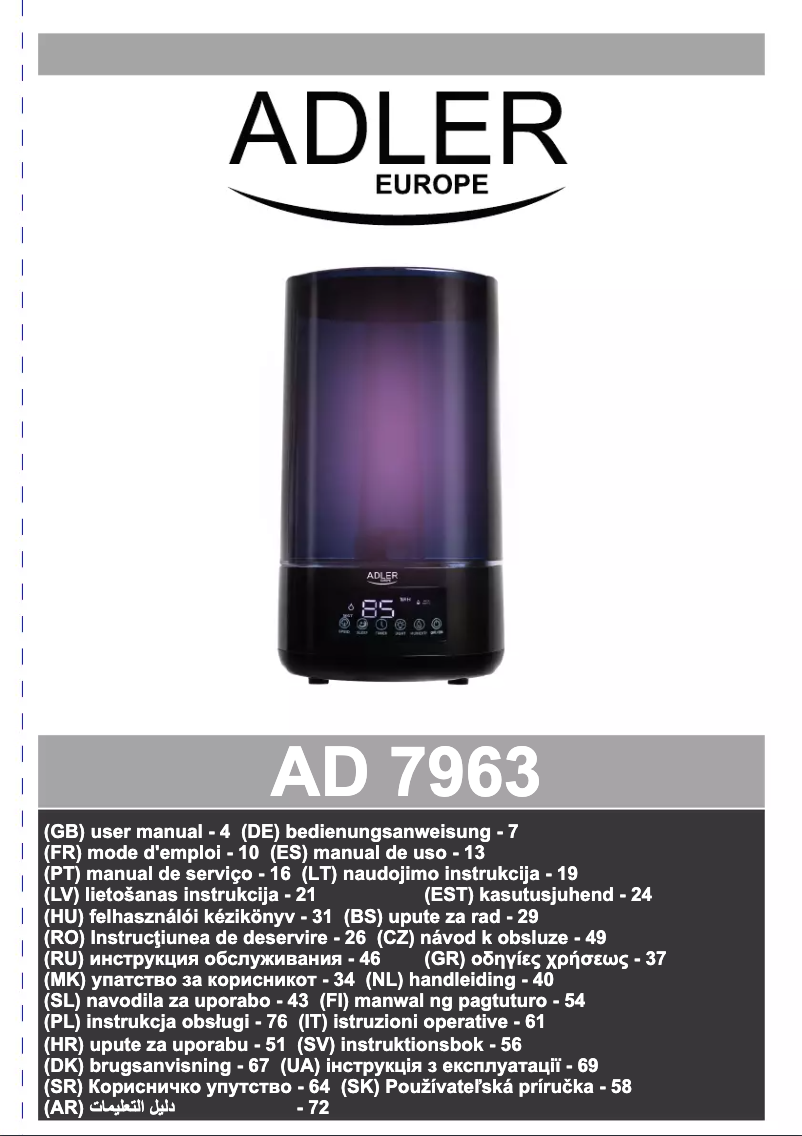 Página 1 del manual Manual de usuario Adler AD 7963