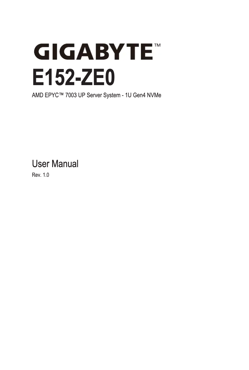 Page n°1 - Manuel utilisateur Gigabyte E152-ZE0