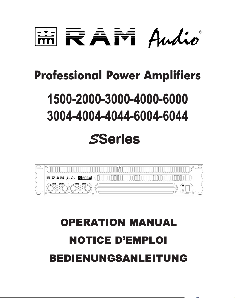 Page 1 de la notice Manuel utilisateur Ram Audio S 1500