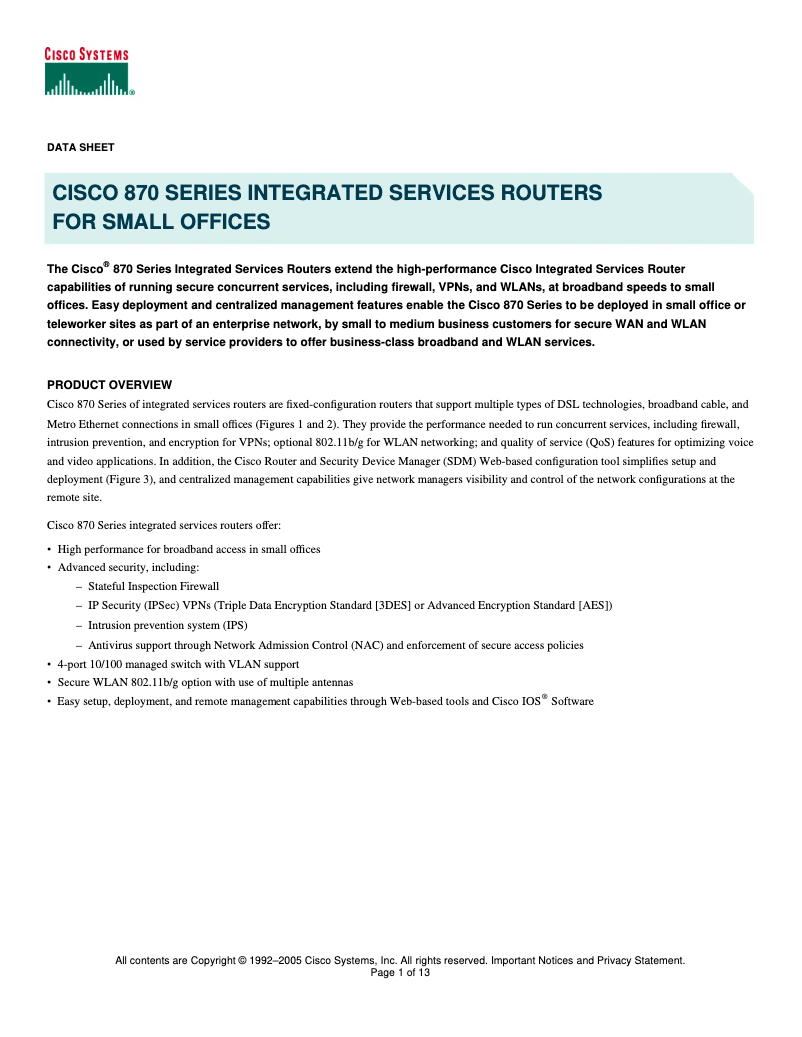 Página 1 del manual Manual de usuario Cisco 871