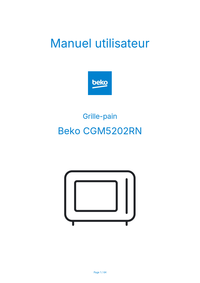 Page n°1 - Manuel utilisateur Beko CGM5202RN