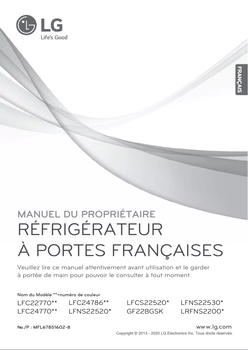 Page 1 de la notice Manuel utilisateur LG LFNS22520D
