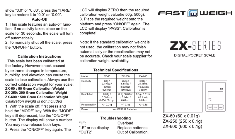 Page 1 of the manual User Manual American Weigh Scales FW-ZX4-650