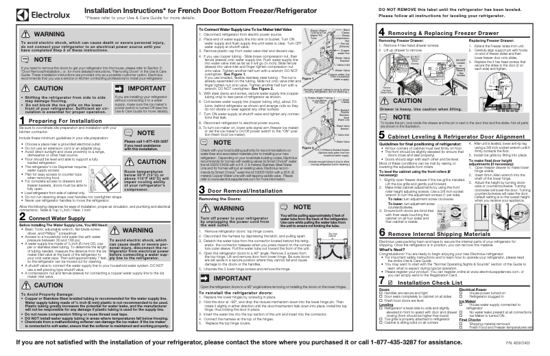 Page 1 de la notice Guide d'installation Electrolux EI23BC32SS